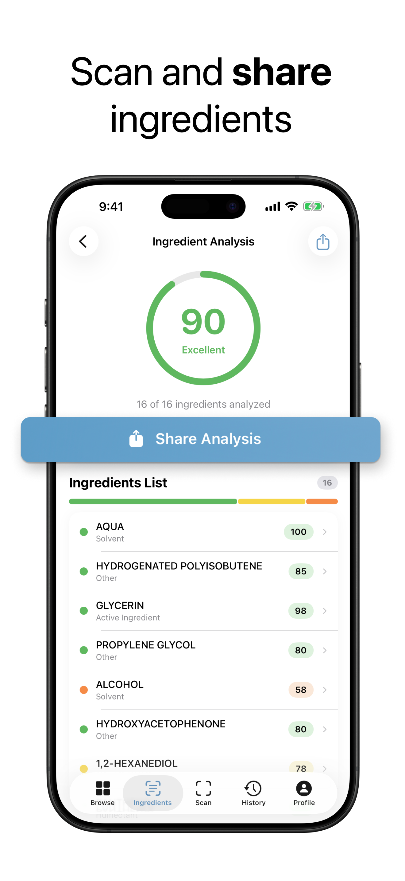 LuxSense iPhone app: Scan and share ingredients